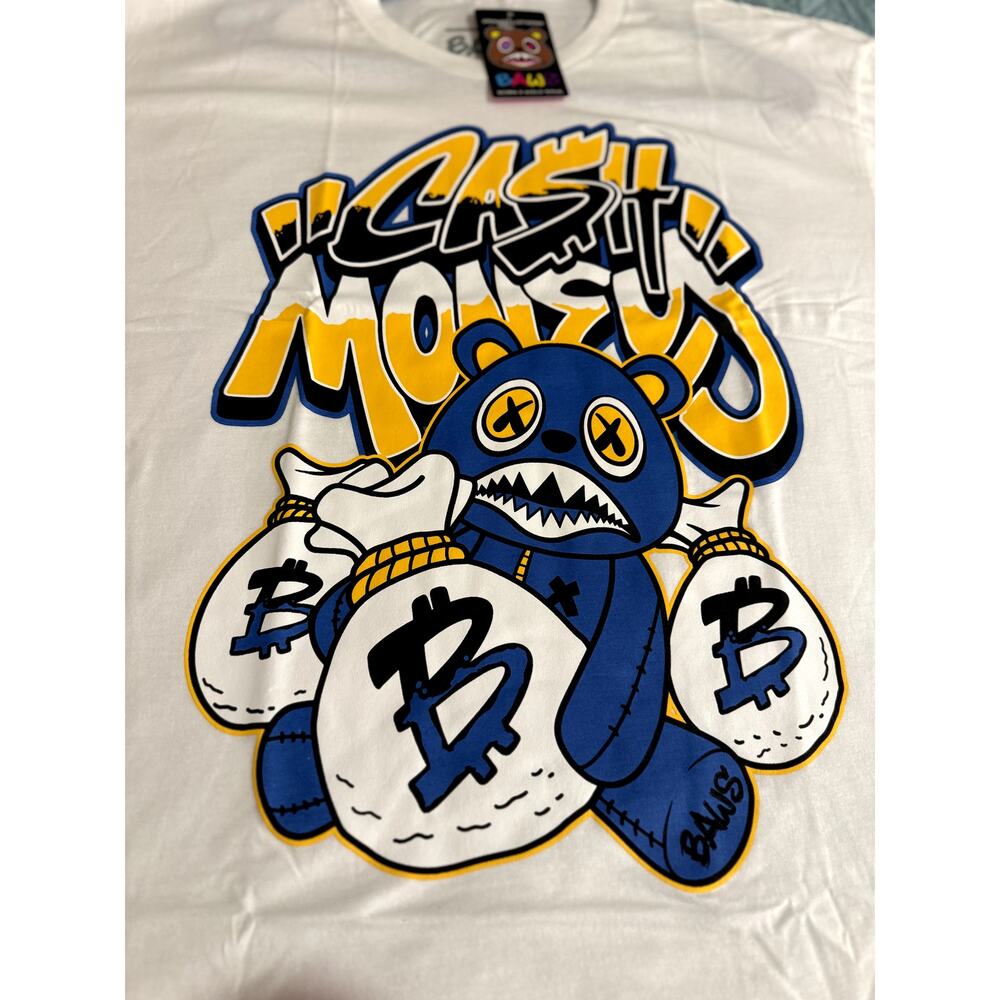 BAWS MENS T-SHIRT WHITE/BLUE/YELLOW XL T-SHIRT NWT - Picture 2 of 7